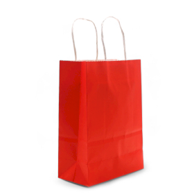 12x Saco de Papel com Asa de Cordão (16x22x8cm) - Vermelho (130g)