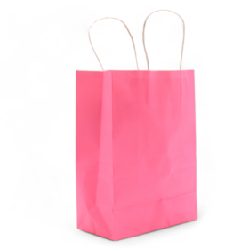 12x Saco de Papel Grande com Asa de Cordão (16x22x8cm) - Rosa (130g)