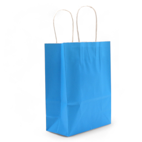 12x Saco de Papel Grande com Asa de Cordão (16x22x8cm) - Azul (130g)