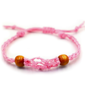 10x Pulseiras em Cordão Macramé para Pedras Preciosas 20-28cm - Rosa