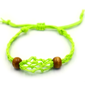 10x Pulseiras em Cordão Macramé para Pedras Preciosas 20-28cm - Verde