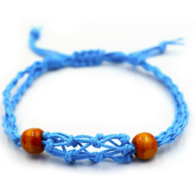 10x Pulseiras em Cordão Macramé para Pedras Preciosas 20-28cm - Azul