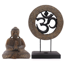 Conjunto Buda Feng Shui - Om - Cinzento & Preto