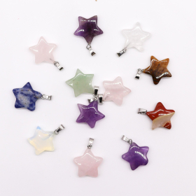 12x Pingentes de Estrelas de Pedras Preciosas (12 sortidos) 20x6mm