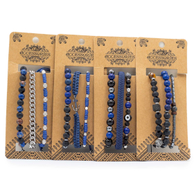 4x Conjuntos de Pulseiras Masculinas - Tons de Azul (sortidas)