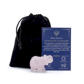 Elefante da Sorte de Pedras Preciosas - Quartzo Rosa - 50x35x25mm