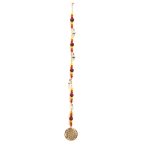 4x Sinos Indianos - Flor da Vida com Contas Rudraksha - Sinos de Corda - 6x63cm