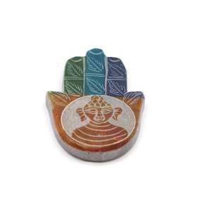 4x Porta-Incenso Hamsa em Pedra-Sabão 9x6cm - Buda