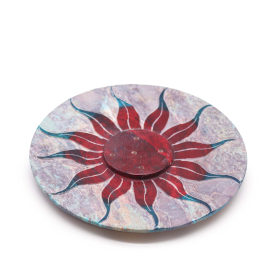 4x Porta-Incenso em Disco de Pedra-Sabão 10cm - Flor do Sol (suporte para 5 varetas)