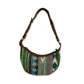 Bolsa Jacquard Hobo - Verde Arrojado (alça castanha)