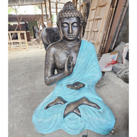 Buda Grande em Meditação em Turquesa em Stupa - 1,5 m