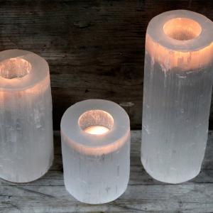 Venda por atacado de suporte de velas de selenite